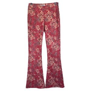 Free People We The Free Vegan Suede Women Pants 25 Floral Flare‎ Boho Festival